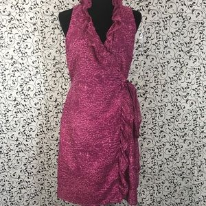 Ann Taylor Loft Purple Wrap w/Ruffled Trim Dress